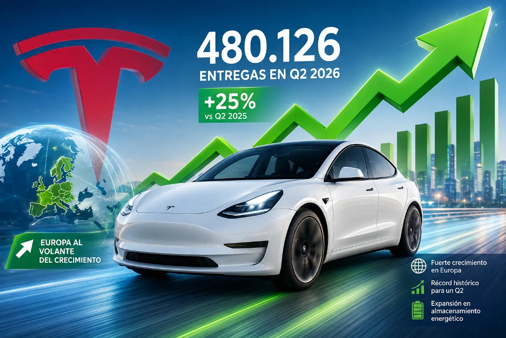 Tesla sorprende al mercado con 480.126 entregas y Europa vuelve a impulsar su recuperación