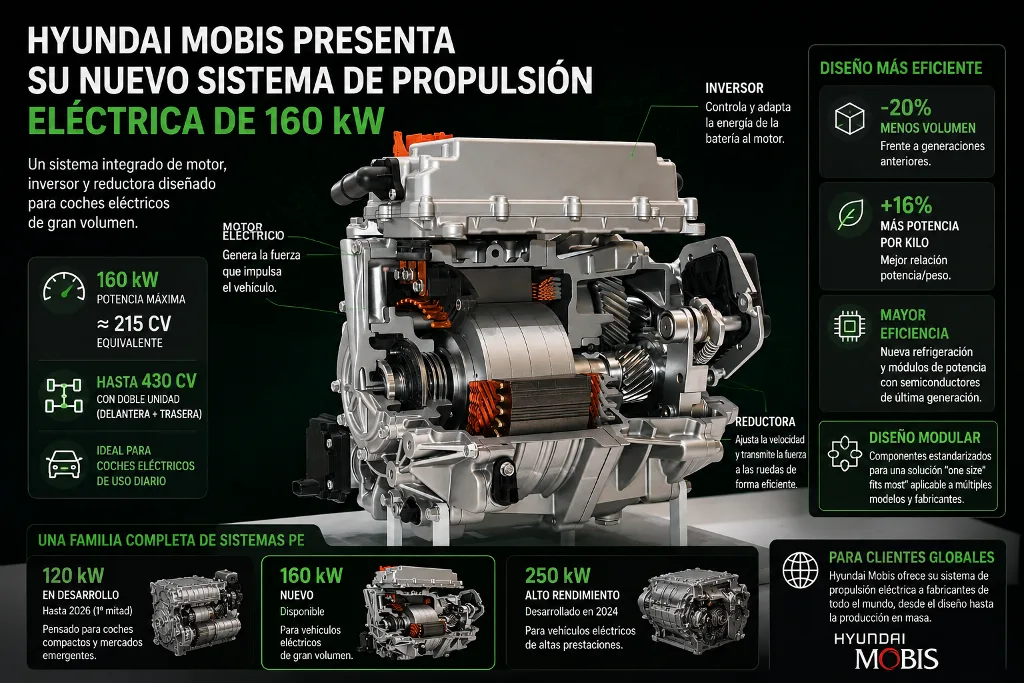 Datos del nuevo motor de Hyundai Mobis con 160KW de potencia