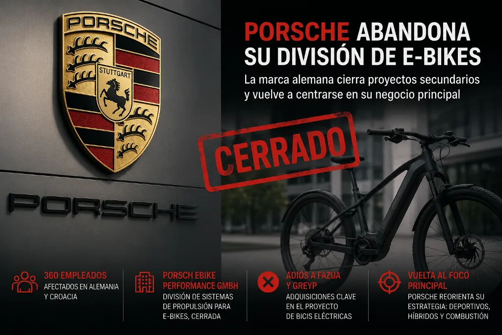 Porsche abandona parte de su apuesta por las bicicletas eléctricas tras sus malos resultados