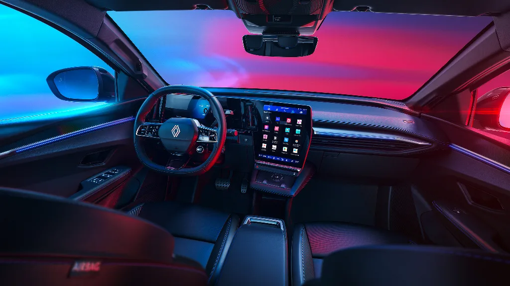 Dashboard and ambient lighting inside the new Renault Megane E-Tech Electric.