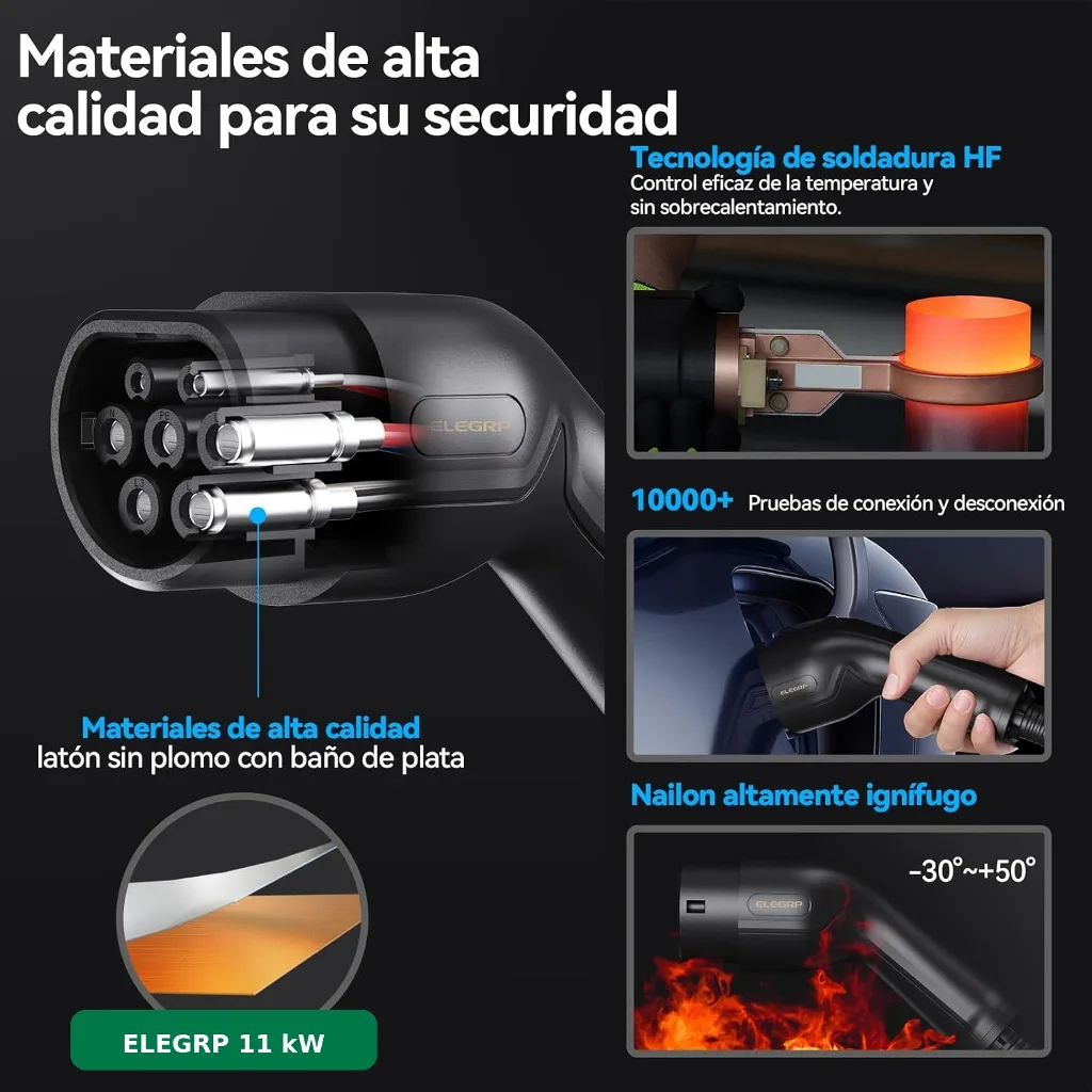 Comparativa de cables Tipo 2 para coche eléctrico: mejores opciones de 11 kW y 22 kW